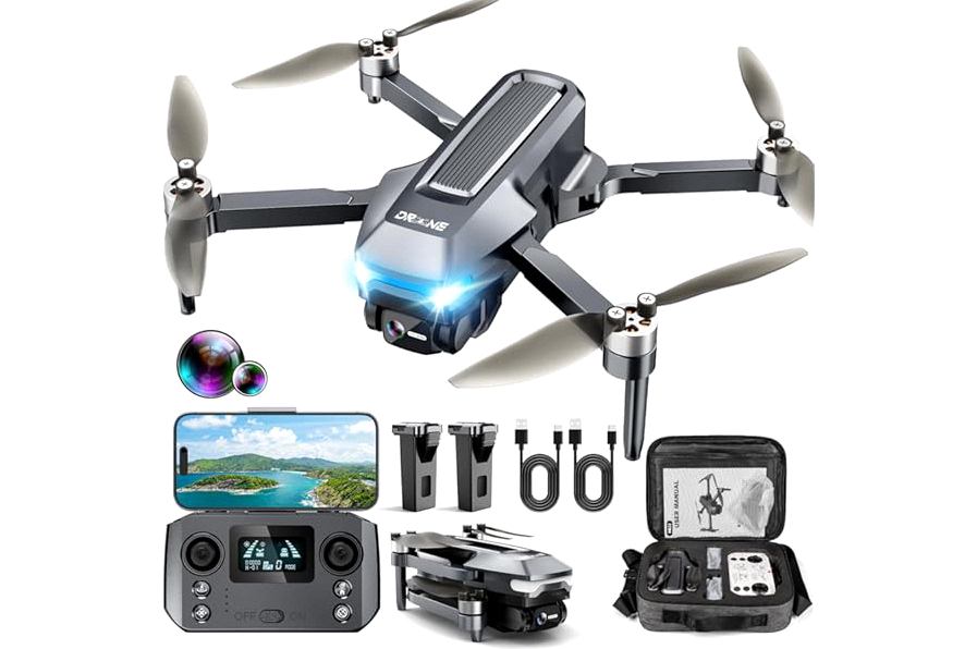 GPS Drones with Camera for Adults 4K, FPV Drone Under 249g with Brushless Motor, GPS Auto Return, Follow Me, Waypoint Flight, Foldable Drone with Gesture Control, 46Mins with 2 Batteries, Black Gray product image