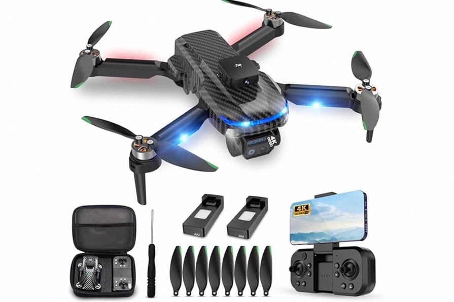 Drones for Adults with Emergency Stop,4K Drones with Camera for Kids, Headless Mode, 360° Flips, Carrying Case & 2 Batteries,Wireless RC Toys for Boys Girls-Black product image