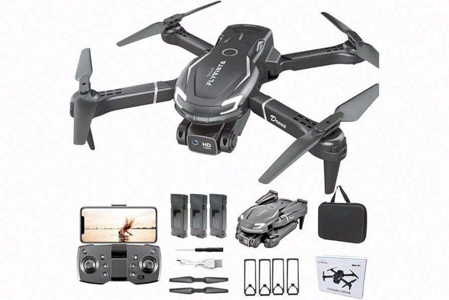 FLYVISTA Cool Mini Drone with Camera for Kids Adults Beginners, 1080P FPV Camera Remote Control Drone for Kids with 3 Batteries, One-Click Take Off/Landing, Altitude Hold, Headless Mode, 360° Flips, 3-Gear Speeds , Emergency Stop, Toys Gifts for Adults Beginner and Kids product image