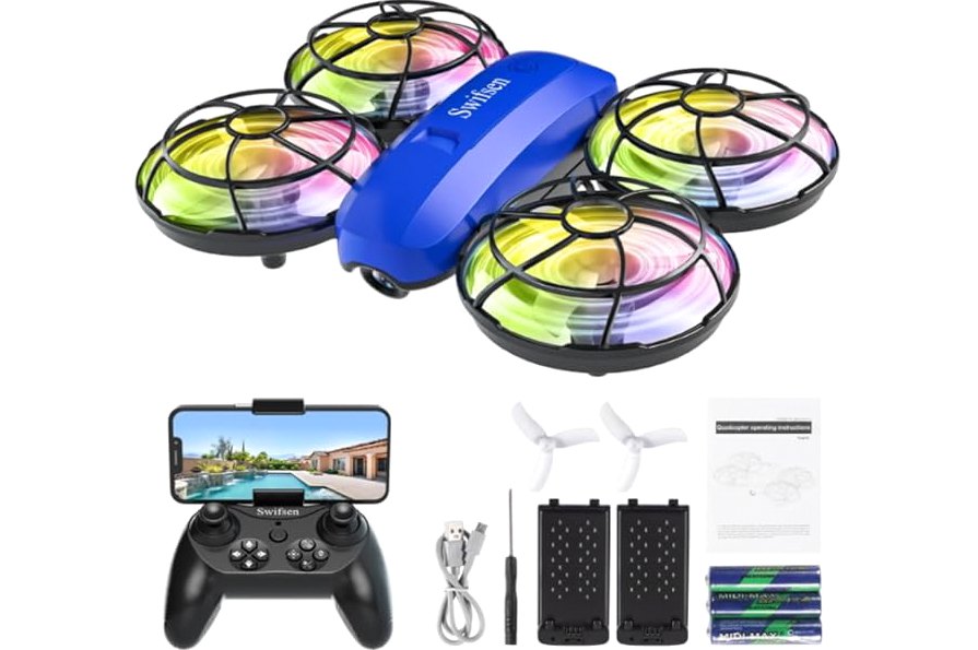 Swifsen Drones for Kids with Camera,Rc Drone Indoor Small Helicopter,Birthday Gifts for Boys and Girls Beginners Friendly,Mini Quadcopter Toy With 2 Batteries,Propeller Protect,Altitude Hold product image