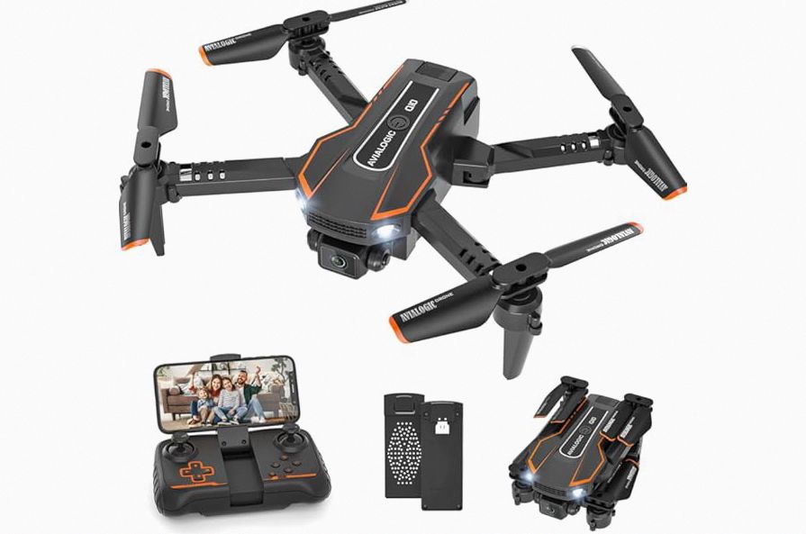 AVIALOGIC Mini Drone with Camera for Kids, Remote Control Helicopter Toys Gifts for Boys Girls, FPV RC Quadcopter with 1080P HD Live Video Camera, Altitude Hold, Gravity Control, 2 Batteries, Black product image
