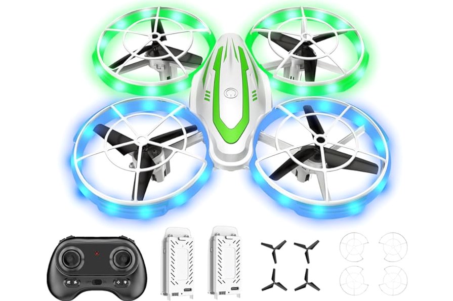 Mini Drone for Kids Beginners, RC Quadcopter Drone with Colorful Light, One Key Start, Altitude Hold, Headless Mode, 3D Flips, Indoor RC Helicopter Toy for Boys and Girls product image