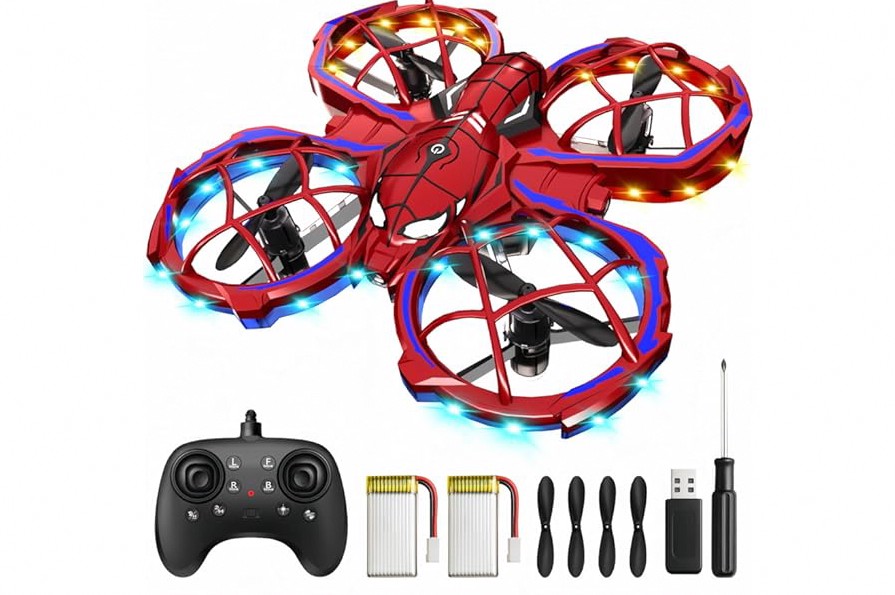 Spider Mini Drone for Kids, RC drone with LED Lights, Indoor & Outdoor Flying Toy for 8-12 Years Old Boys, 3 Speeds Mode, 360° Flips, Auto Hovering, Headless Mode, Birthday Gifts for kids Ages 3+ product image