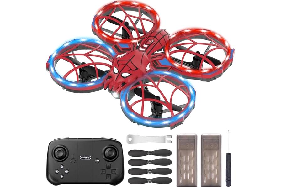 Spider Mini Drone for Kids with with Altitude Hold and Headless Mode, 2 Batteries, Full Propeller Guards, 3 Lighting Effects, 360° Flips, 3 Speeds, Birthday Gifts Toys for Beginners Boys Girls product image