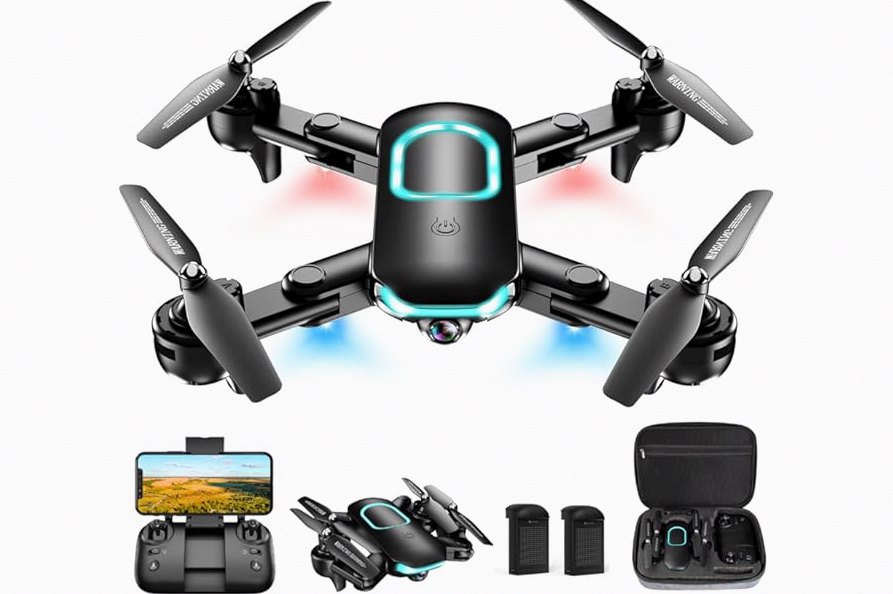 Drone with 1080P Camera, Foldable Drone for Beginners with Light, Upgrade Altitude Hold, Gesture Selfie, Waypoint Fly, 3D Flip, 3 Speed Mode, Circle Fly, One Key Start product image